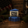 American Suds Co. handcrafted cold processed soap bar with mountain top design, blue color, and a masculine smoky scent.